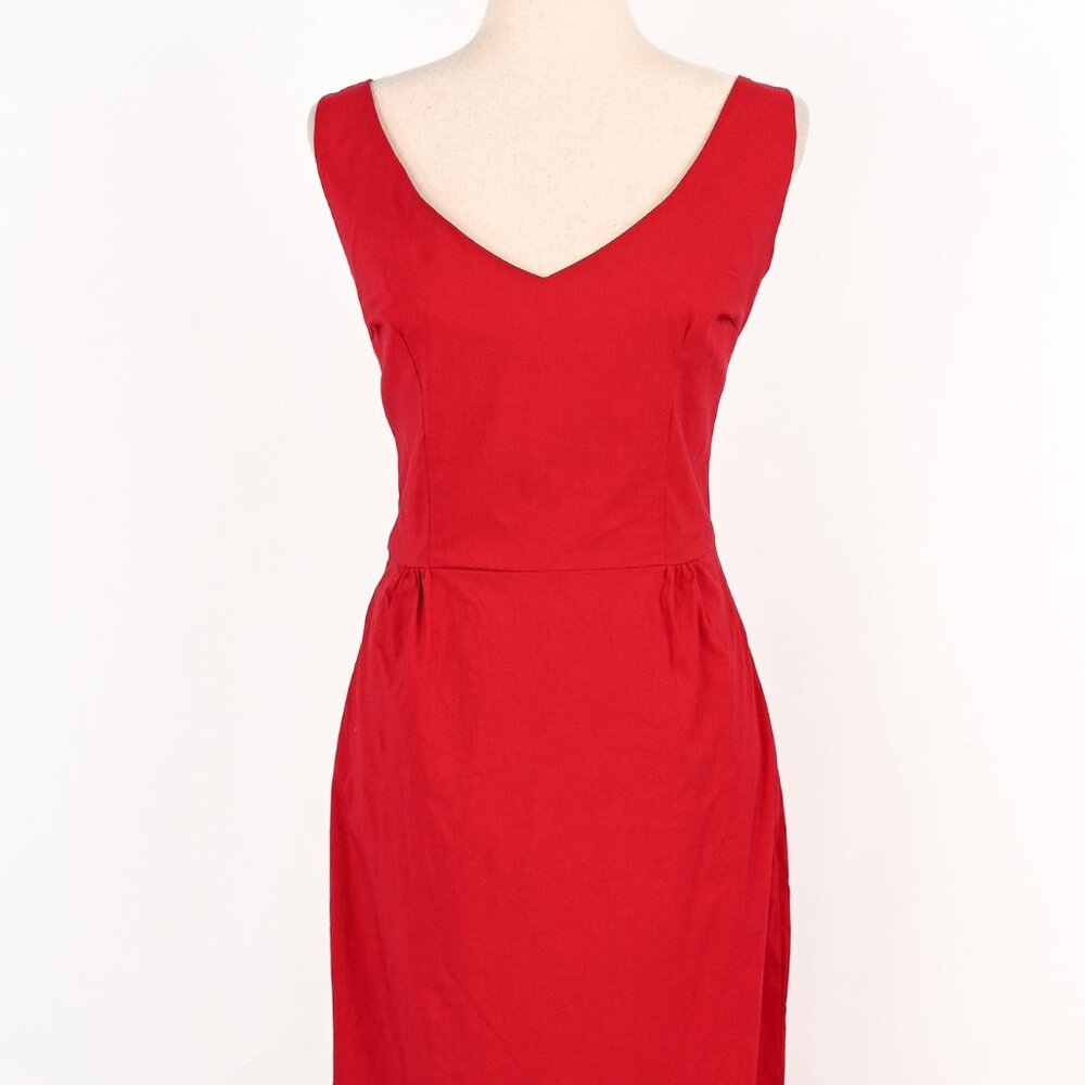 Red TATYANA V-Neck Sleeveless Pencil Rockabilly Dress - XL